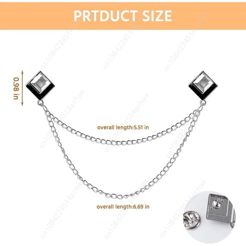 جوهرة بروش دبابيس سلسلة معلقة التلبيب دبوس للرجال الدعاوى قميص طوق بروش مربع كريستال بروش دبوس حجر الراين التلبيب دبابيس لي