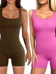 Seamless Solid Color One-Piece Short Yoga Sportswear Women's Gym Push Up Workout Clothes Fitness Sports Bodysuit