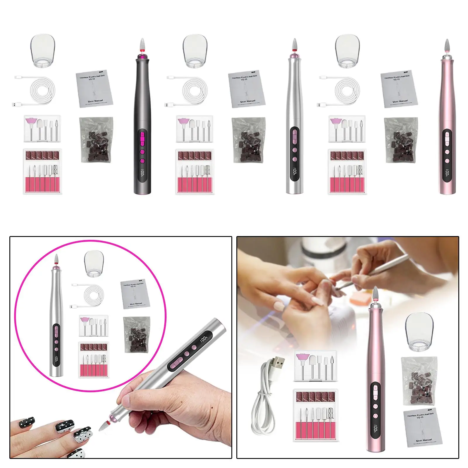 

Professional Nail Grinder, Screen, Compact Cordless Electric Nail Sander File for Polishing And Grinding