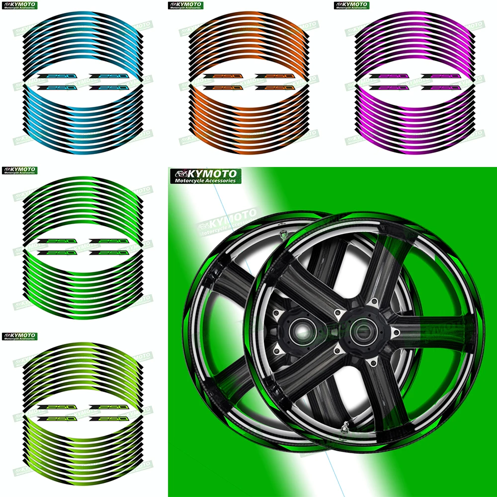 

Аксессуары для мотоциклов Z250 Z 250, 17-дюймовые наклейки на ступицу переднего и заднего колеса, обтекатель, модифицированная светоотражающая наклейка, украшение