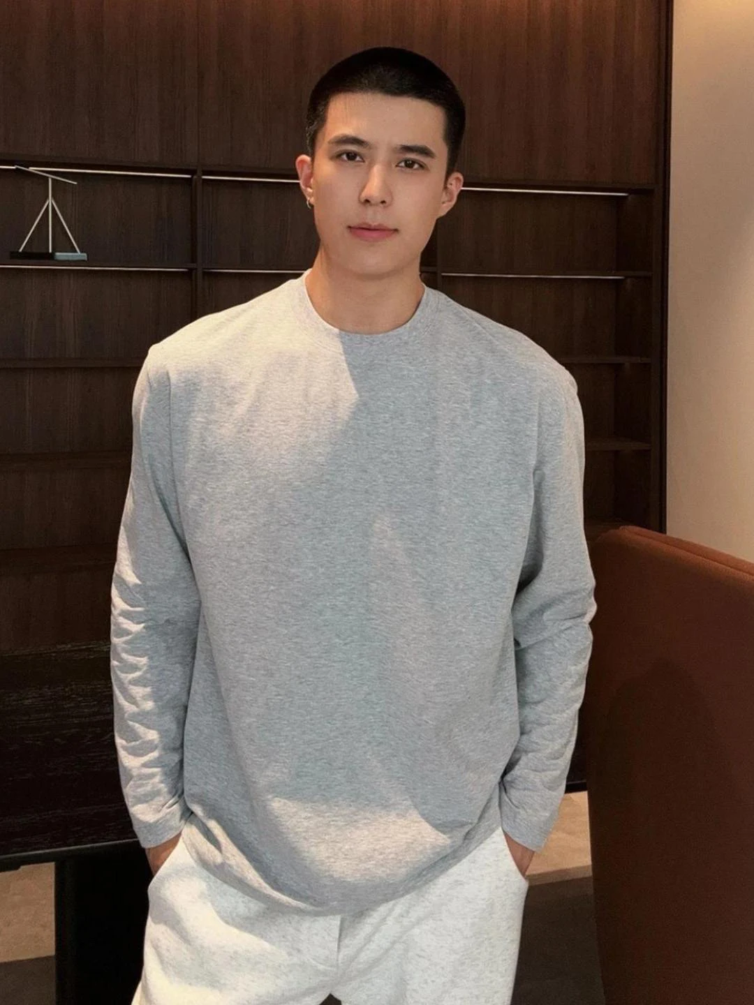 

Мужская толстовка Hard Man Sle Long Sve T-irt, весна-осень, американский стиль, с маленьким воротником, спортивный крой Cleanfit