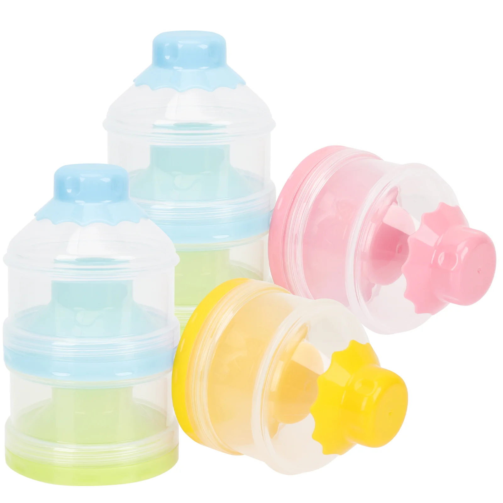 

2 Pcs Baby Formula Container Portable 3 Layers Powder Box Holder Travel Dispenser Storage PP Non Stick Clean Design