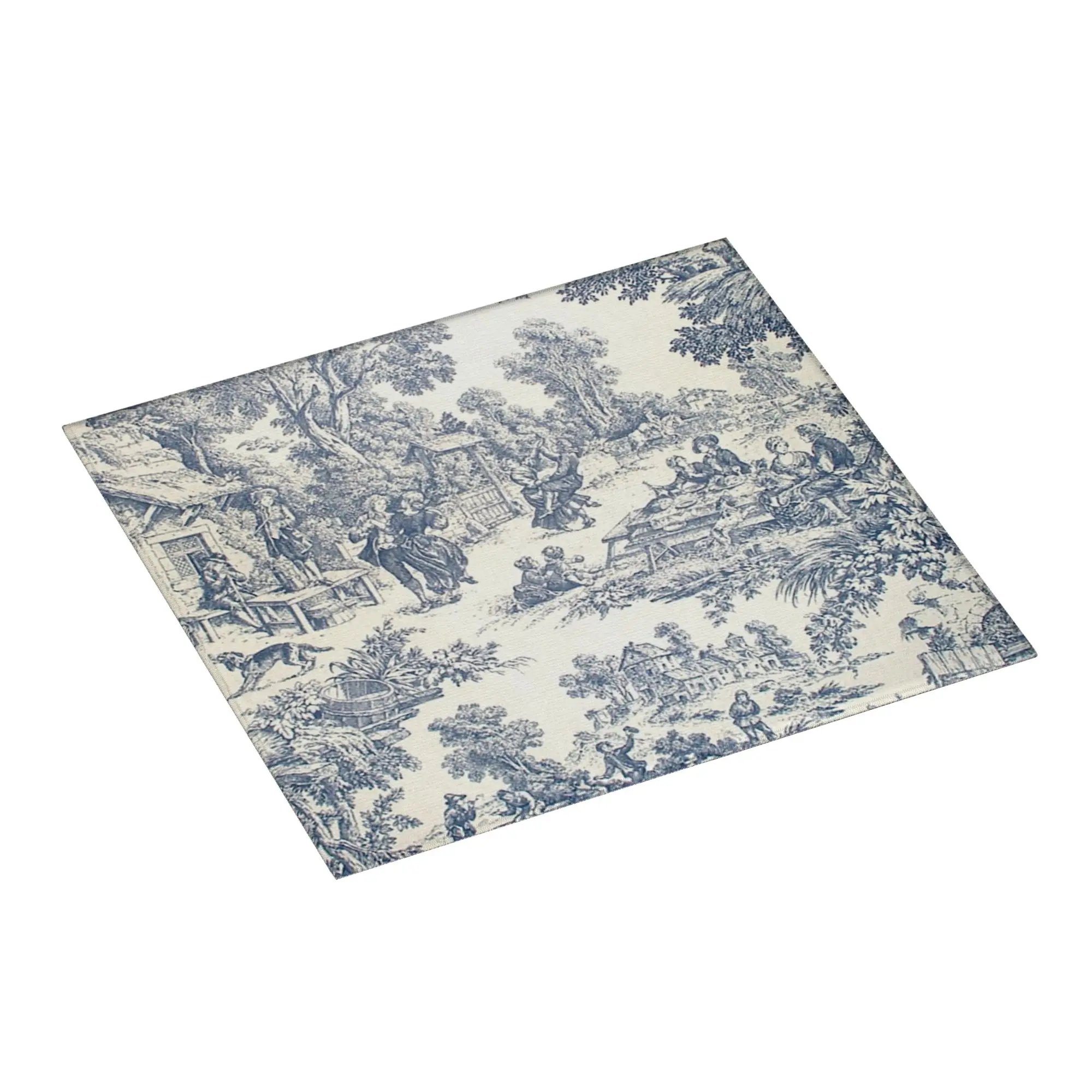 Toile de Jouy Number Drying Mat For Kitchen Waterproof Non‑Slip Oil Proof Reusable French Classic Countertop Protector Mat