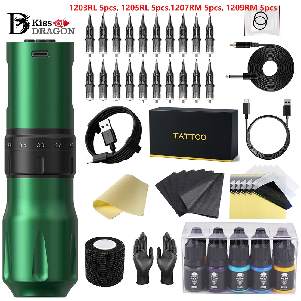 

Tattoo Kit Wireless Tattoo Pen Kit, Permanent Makeup Tattoo Machine Coreless Motor Stroke Adjustable 2.0-4.2 mm Tattoo Gun Kit