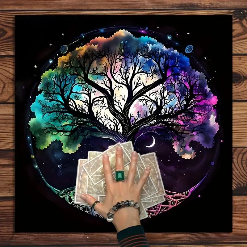 VIKAMA Tree of Life Starry Sky Tarot Card Tablecloth Altar Divination Spiritual Cultivation Underworld Divination Desktop Layout
