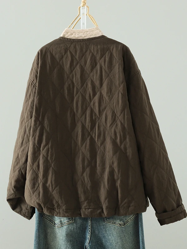 معطف شتوي نسائي من القطن والكتان من Thiened معطف شتوي دافئ ملابس خارجية مبطنة بالقطن طويل الطول مقاس كبير