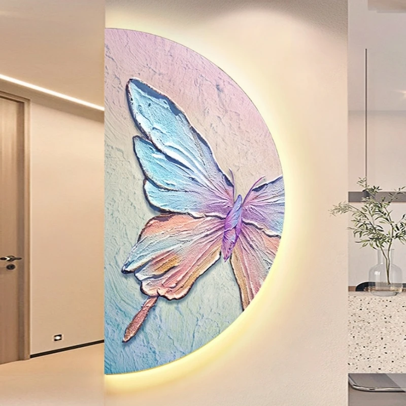 Modern Butterfly LED Crystal Porcelain Wall Lamp Corridor Foyer Living Room Home Creative Decoration Lustre Lighting Mural Light