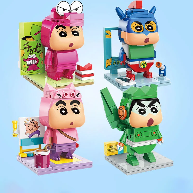 ของแท้ Keeppley Crayon Shin-Chan อะนิเมะ Building Block ปริศนาน่ารักของเล่นตกแต่ง Kawaii ของเล่นเพื่อการศึกษาเด็กคริสต์มาสของขวัญ