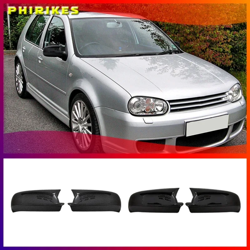 

Bat Style Mirror Cover For Volkswagen Golf 4 MK4 1997-2003 Rearview Mirror Cover 2Pieces Cover Glossy Black Car Shields Exterior