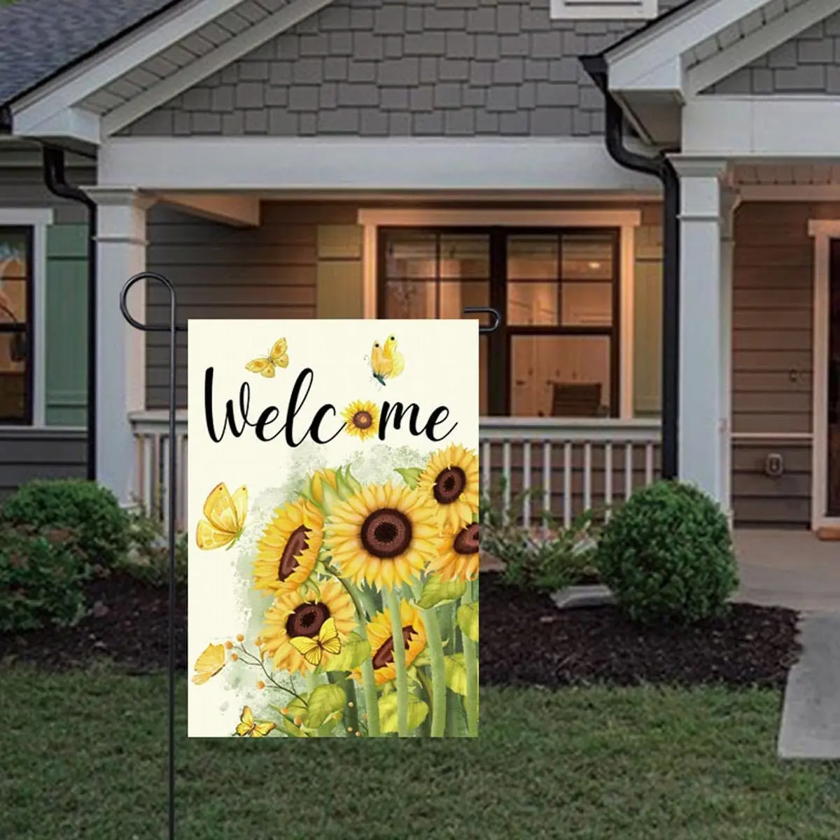 Summer Spring Sunflower Garden Flag 12x18 Inch Double Sided Welcome Butterfly for Outside Yard Decoration Small MME UUV EEU SSL
