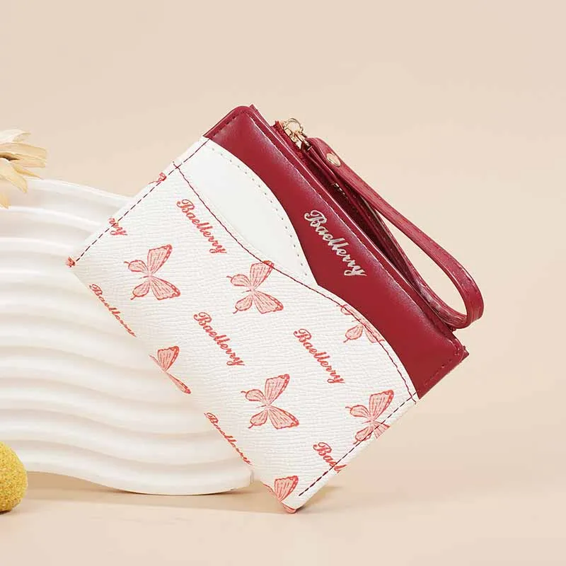 

2025 Fashion Short Fashion PU Leather Wallets Girl Cute Folding Card Holder Zipper Hasp Small Purse Lady Wallet Birthday Gifts