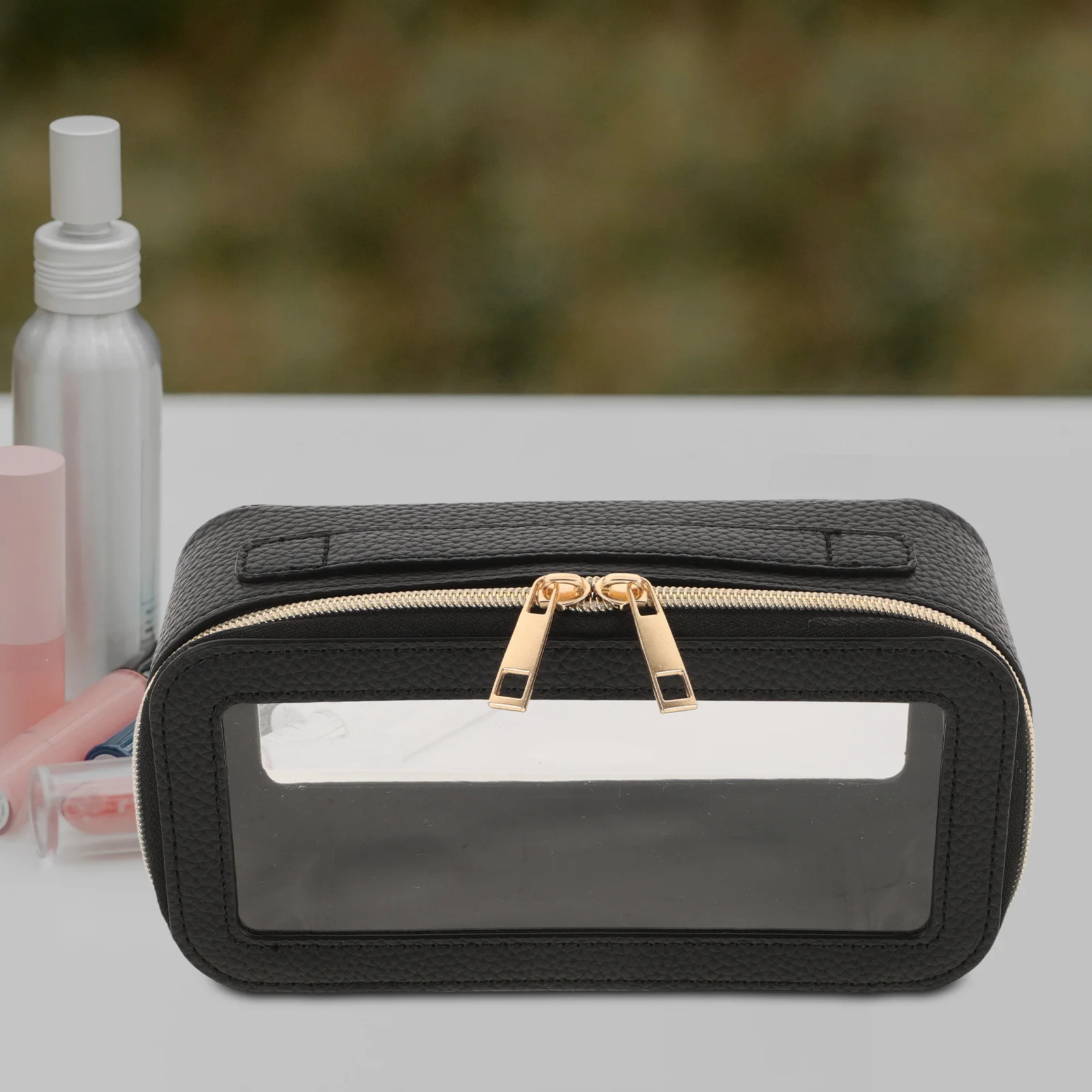 

Clear PVC Makeup Bag Large Capacity PU Waterproof Zipper Travel Brush Holder Portable Toiletry Organizer Makeup Case Pouch