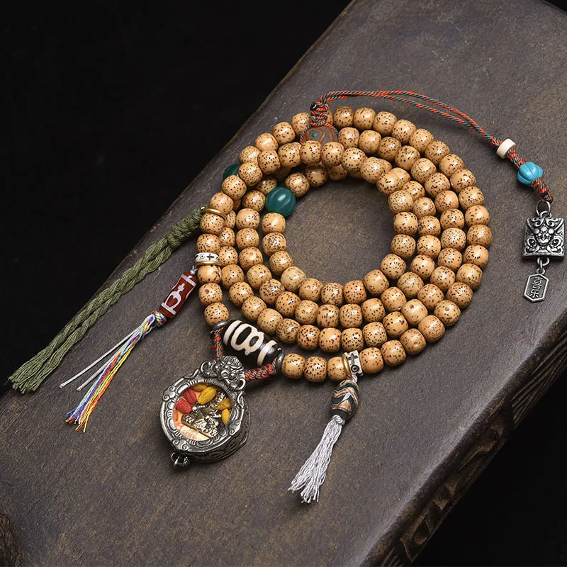 الدجاج الدهون القمر الأصفر بودي سوار 108 قلادة سبحة صلاة بوذية #2