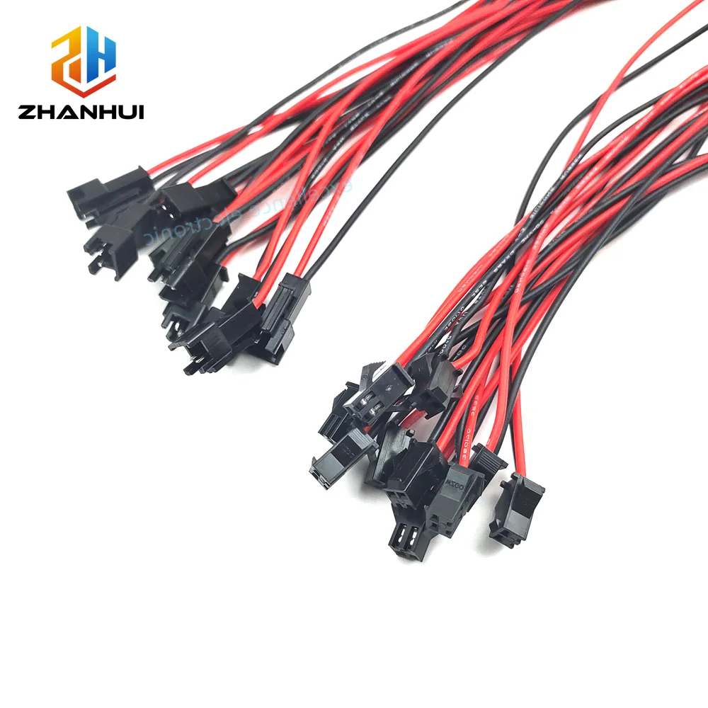 10/5Pairs JST SM 2pin 20cm 22AWG Silicone Cable - Male/Female Connectors for RGB LED Strip 5050 3528 WS2801 APA102 WS2815 WS2813
