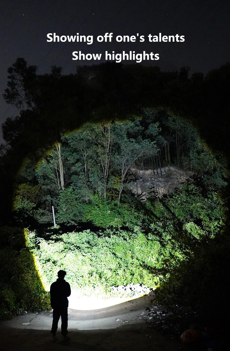 مصباح يدوي تكبير تلسكوبي من Xiaomi، ضوء قوي قابل لإعادة الشحن، فائق السطوع، طويل المدى، صغير محمول للمنزل، خارجي، مصباح LED متين