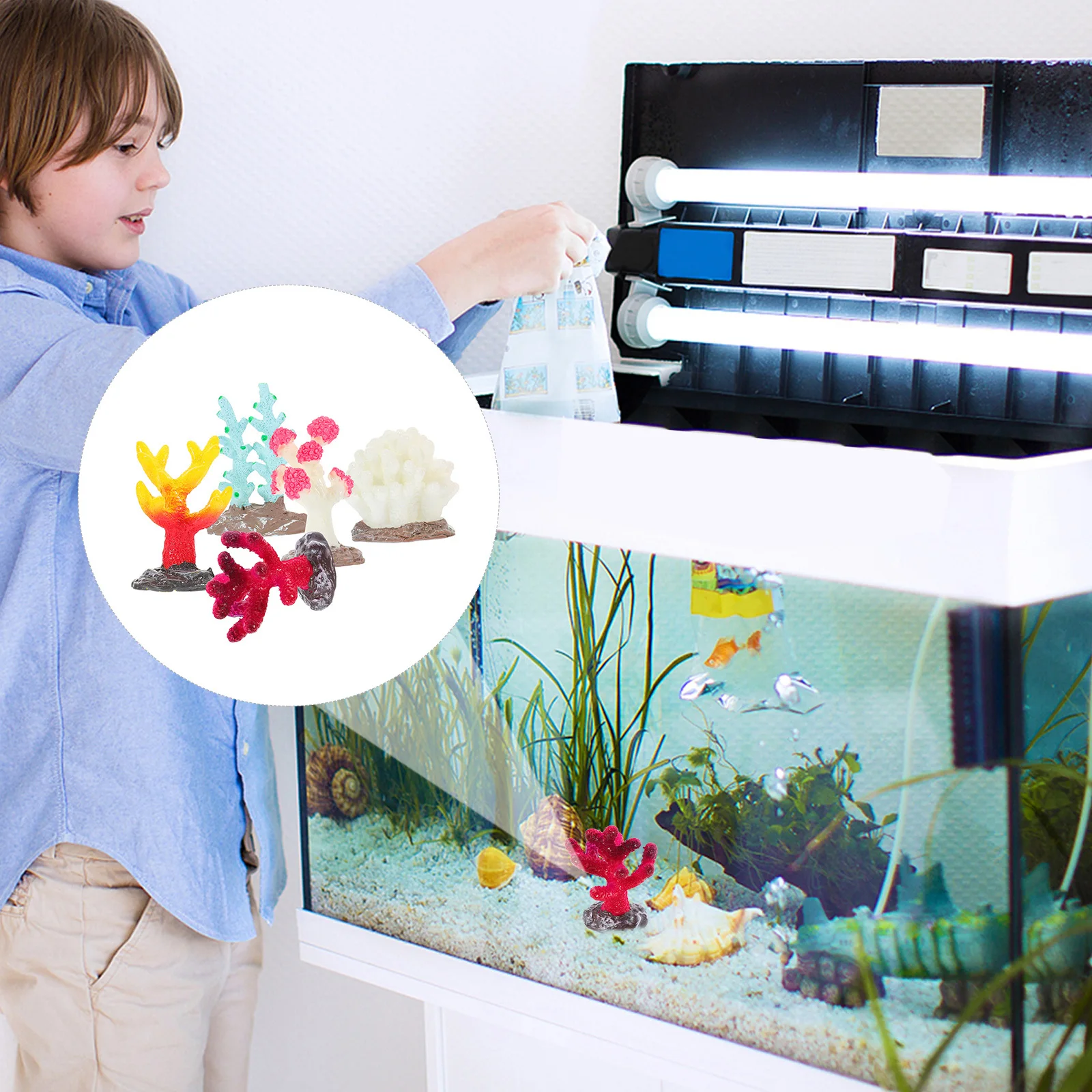 

5Pcs Simulation Coral Resin Fish Tank Mini Craft Aquarium Ornament Landscaping Decoration Simulation Coral Fish Tank Adornment