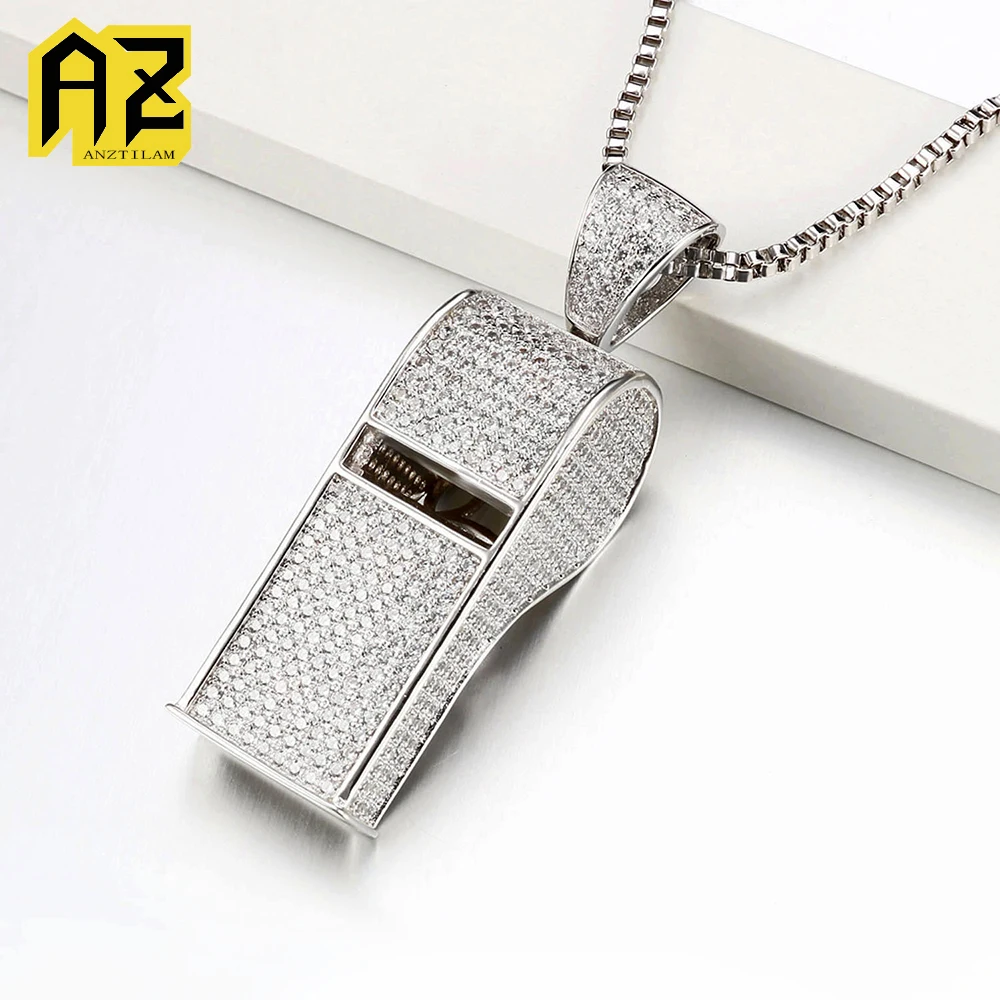 

Whistle Pendants Iced Out Necklaces For Men Women Bling Zircon Necklace Hip Hop Jewelry Free Shipping