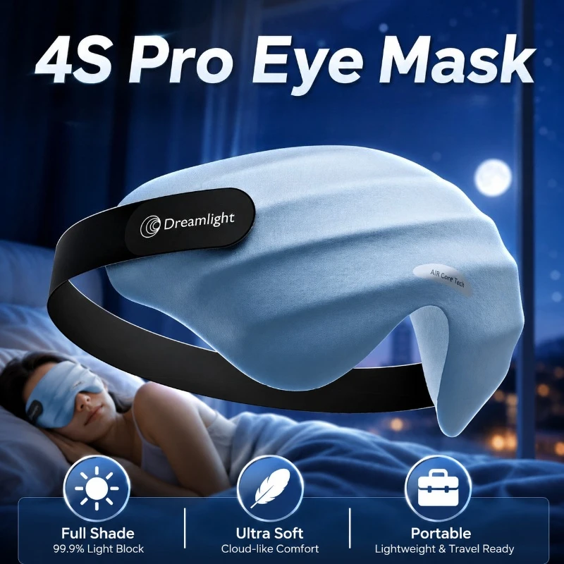 Dreamlight 4S Pro Memory Foam Eye Mask Full Light Block Silk Sleep Mask Zero Eyelash Pressure Sleep Aid for Travel Eye Patch New