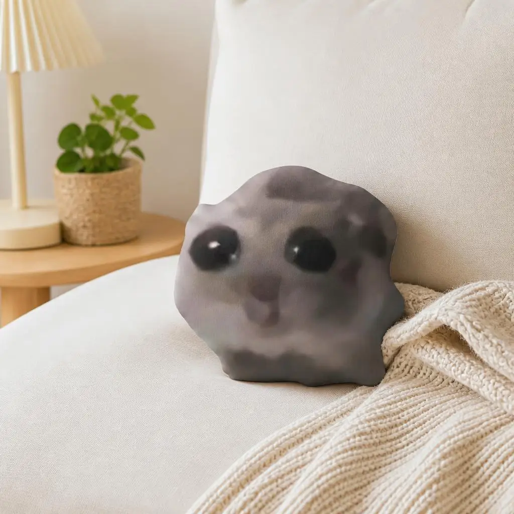 Sad Hamster Meme Plush Pillow Irregular Stuffed Throw Cushion Internet Humor Home Decor Sofa Accent Gift for Meme Lovers