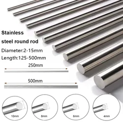 1/5pcs Diameter 2mm-14mm  304 Stainless Steel Rod Linear Shaft Round Rod Ground Rod 125/200/250/330/500mm Long