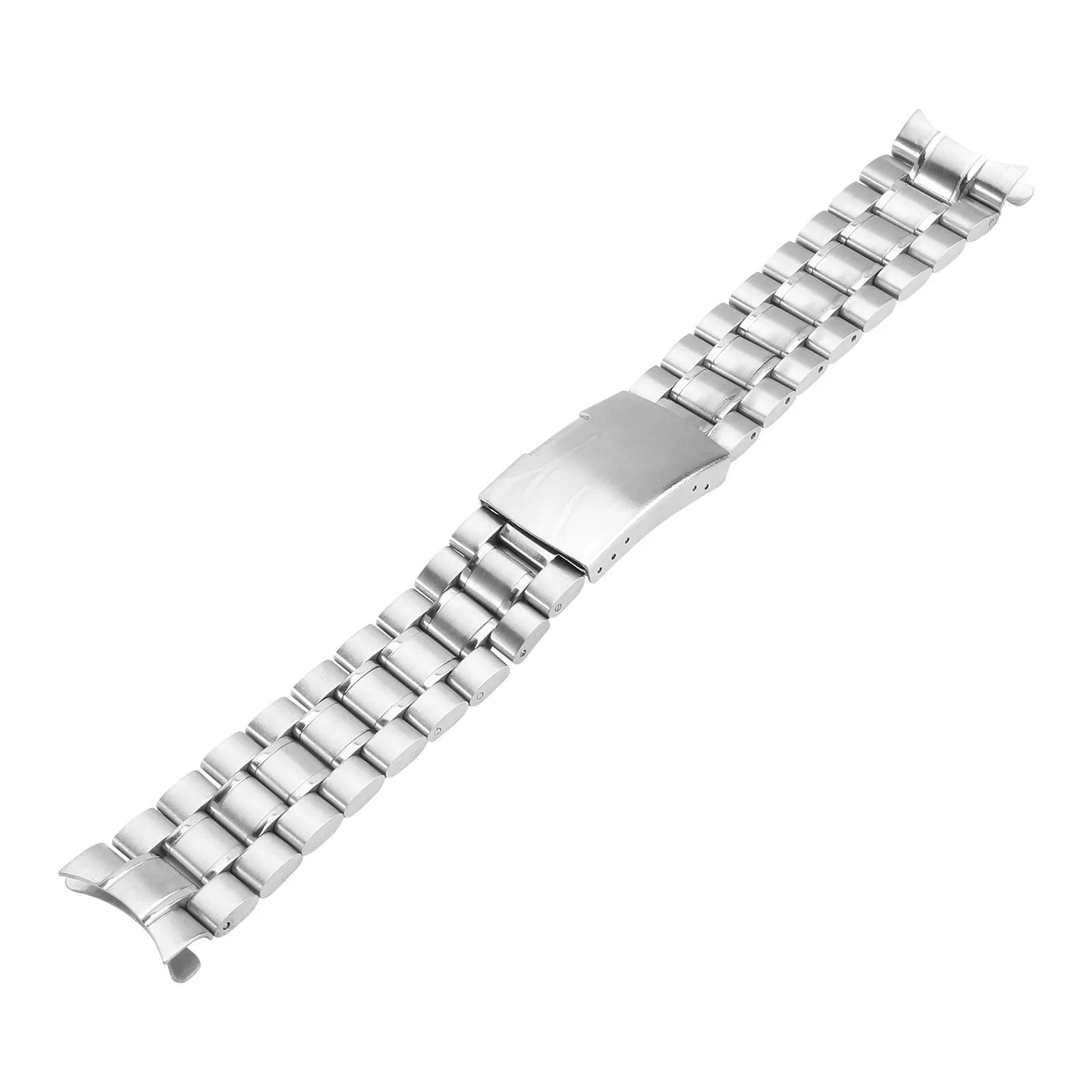 

22Mm Curved End Stainless Steel Watch Band Strap Tone Bracelet for Men Women 185Mm Length Timeless Elegant Design