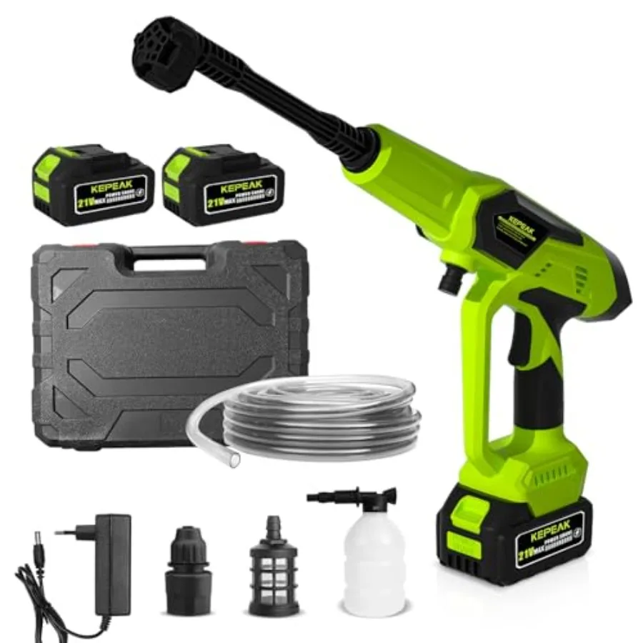 

Cordless Pressure Washer 1450PSI Portable Power Washer with 6-in-1 Nozzle 21V Hand Held Pressure Washer with 2 Batteries Electr
