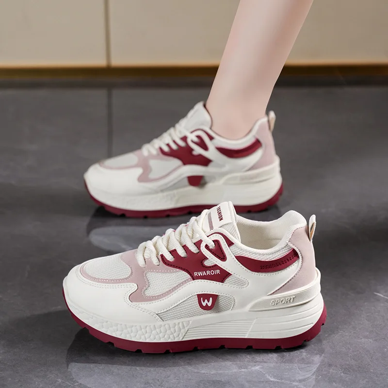 2025 Spring New! Women's Causal Sneakers Shoes  Breathable Mesh Korean Style Versatile Thick Soled Casual Running Shoes
