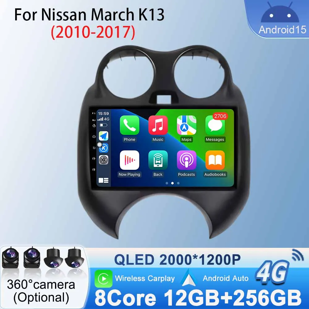 

Android 15 for Nissan March K13 2010 - 2017 Car Radio Carplay Auto BT GPS Navigazione Multimedia Video Player Head Unit No 2Din