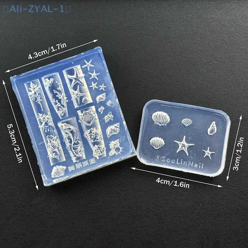 【ZYAL-1】Nail Art Zachte Siliconen Mal Shell Conch Mallen 3D Siliconen Gesneden Oceaan Stijl DIY Nail Design Sjabloon Nagel Accessoires