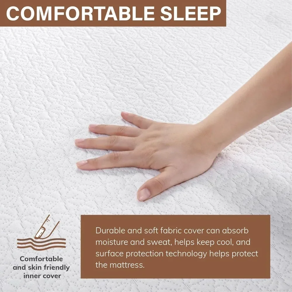 Matelas Queen en mousse à mémoire de forme, 12 pouces, instituts de pression, couches de soutien et de confort