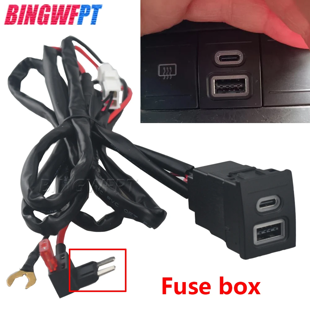 

Car Charger TYPE-C PD QC3.0 USB Interface Fuse Box Interface Adapter with Wire For VW Volkswagen POLO 2004 - 2011