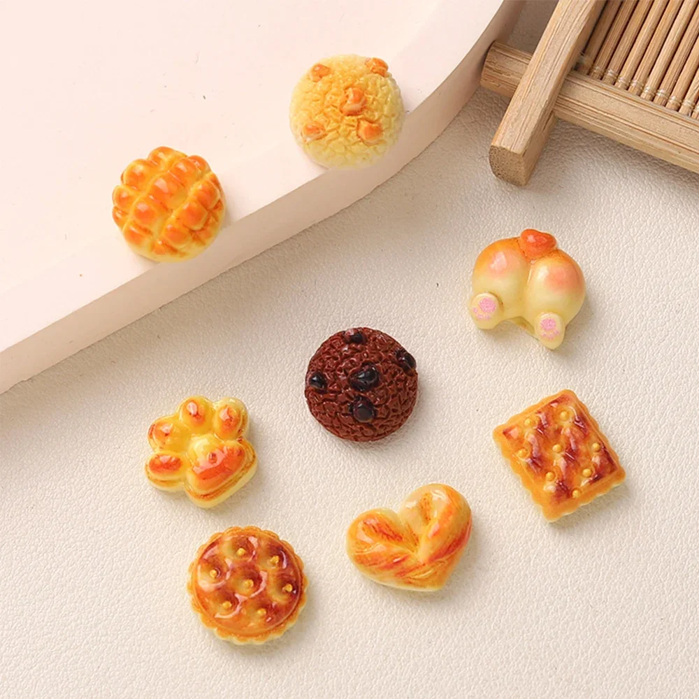 20PCS Shiny Mini Cookies Series Miniature Flat Back Resin Cabochons For Hairpin Scrapbooking DIY Home Decor Craft Accessories