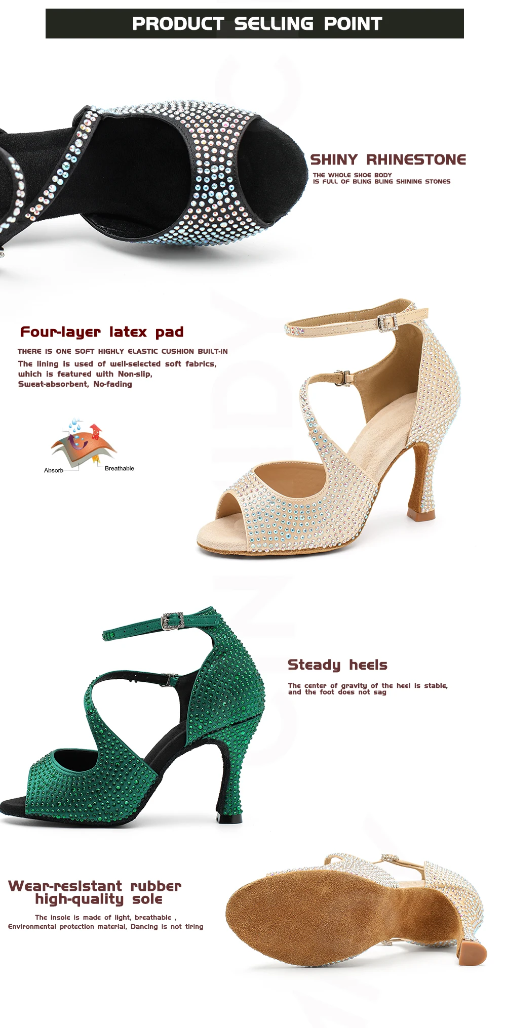 CINMIDY Neue Lateinamerikanische Tanzschuhe für Damen, Tango-, Jazz- und Modern-Ballsaal-Tanzschuhe, Damen-Hochzeitsschuhe mit Diamanten, Performance-Sandalen – Detail 3