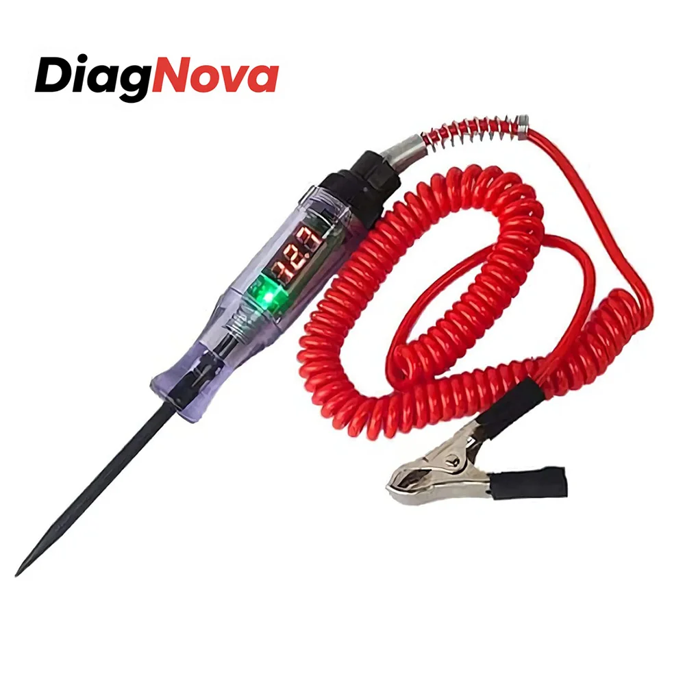 Car Voltage Tester 3-48V Digital LED Automotive Circuit Test Pen With Spring Wire and Voltage Display