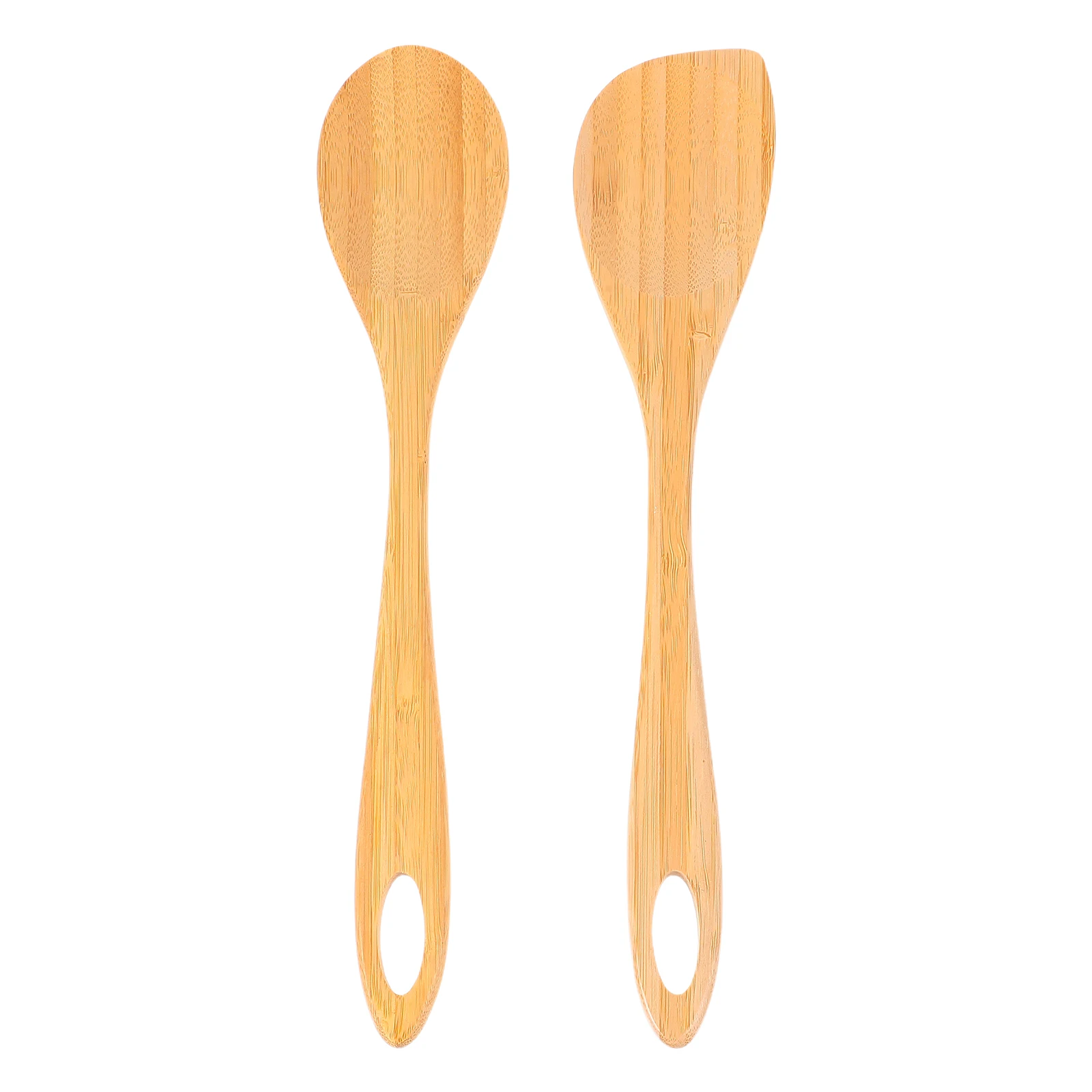 

2pcs Bamboo Salad Spoon Set Wooden Cooking Spoons Long Handle Nonscratch Dishwasher Safe Kitchen Utensils Stirring Mixing
