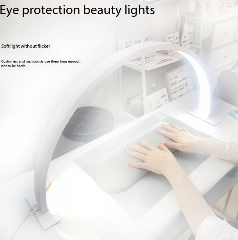 New Moon Nail Work Lamp - Beauty Work Desk Lamp, Three-color USB Power Supply-Black/White/Pink, Suitable for Nail Art, Eyelash