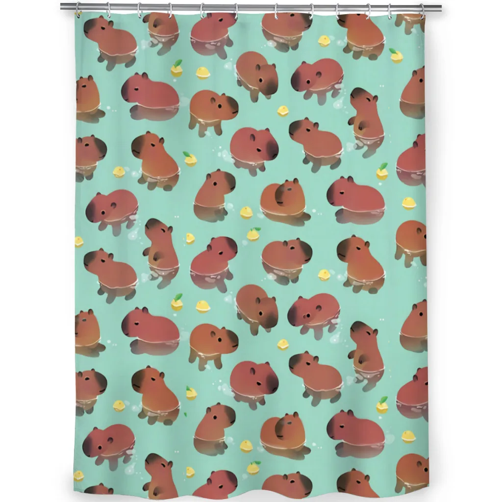 Bath Time Bathroom Shower Curtains Capybara Cute Animal Waterproof Partition Unique Home Decor Bathroom Accessories