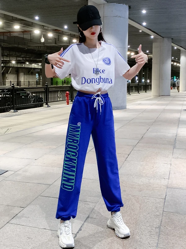 Women's Dance Sportswear Set Summer Small Size  Dance Practice Clothes Street Dance Pants Jazz Dance Outfit