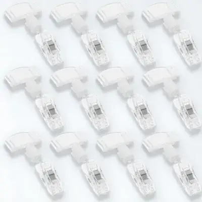 

12pcs Swivel Price Tag Holder Crystal Double Head Clip for Merchandise Display Retail Sign Poster Name Badge Clips
