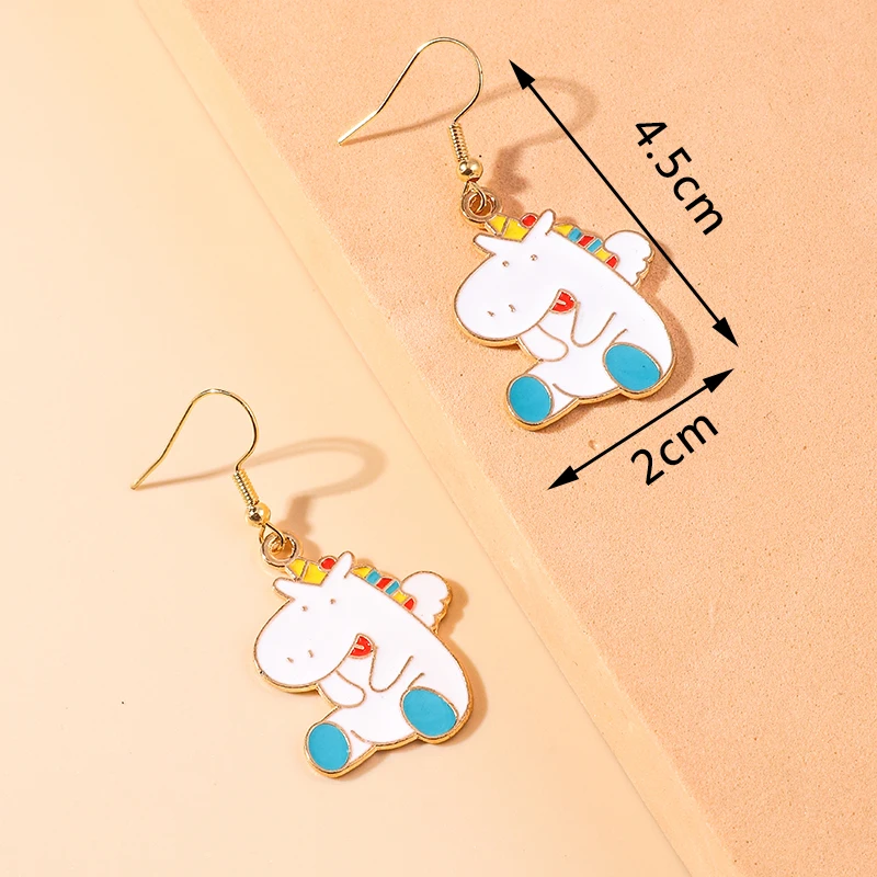Leslie Heiße Emaille Tier Ohrringe Nette Katze Hund Kaninchen Bär Einhorn Ohrringe für Frauen Baumeln Ohrringe Geburtstag Schmuck Geschenke – Detail 2