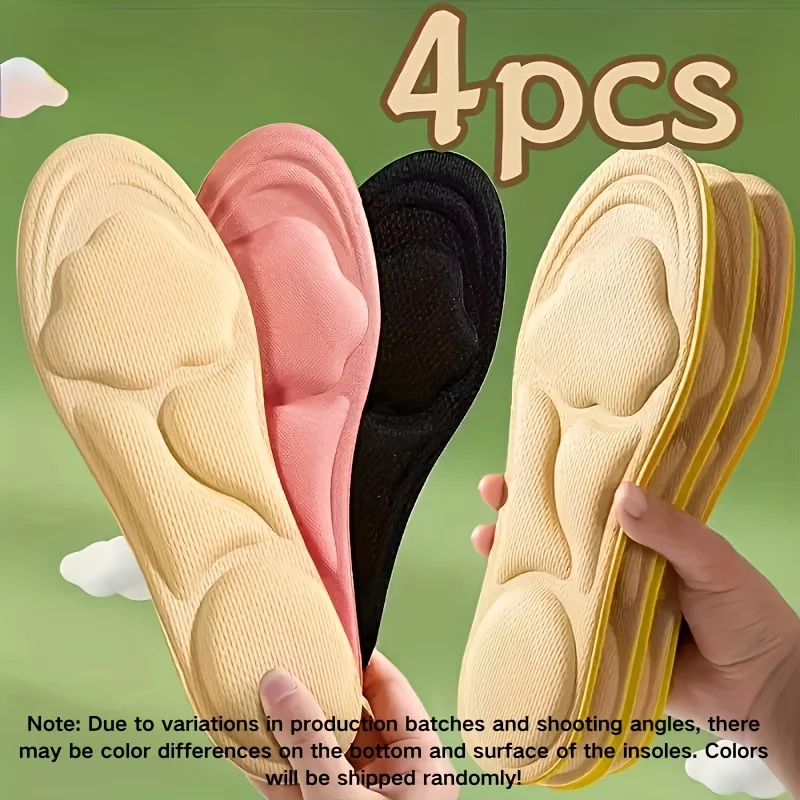 4pcs Cloud Cotton Massage Shoe Insoles,Soft Cushioning Shock Absorbing Foot Pads, Breathable Pressure Relief Comfort Insole