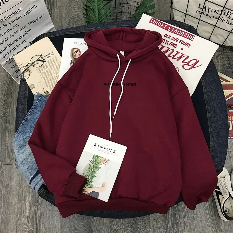 2024 Spring New Plush Thickened Hoodies Women Pullover Versatile Korean Long Sleeved Sweatshirts Women Hoodies Winter Y2k