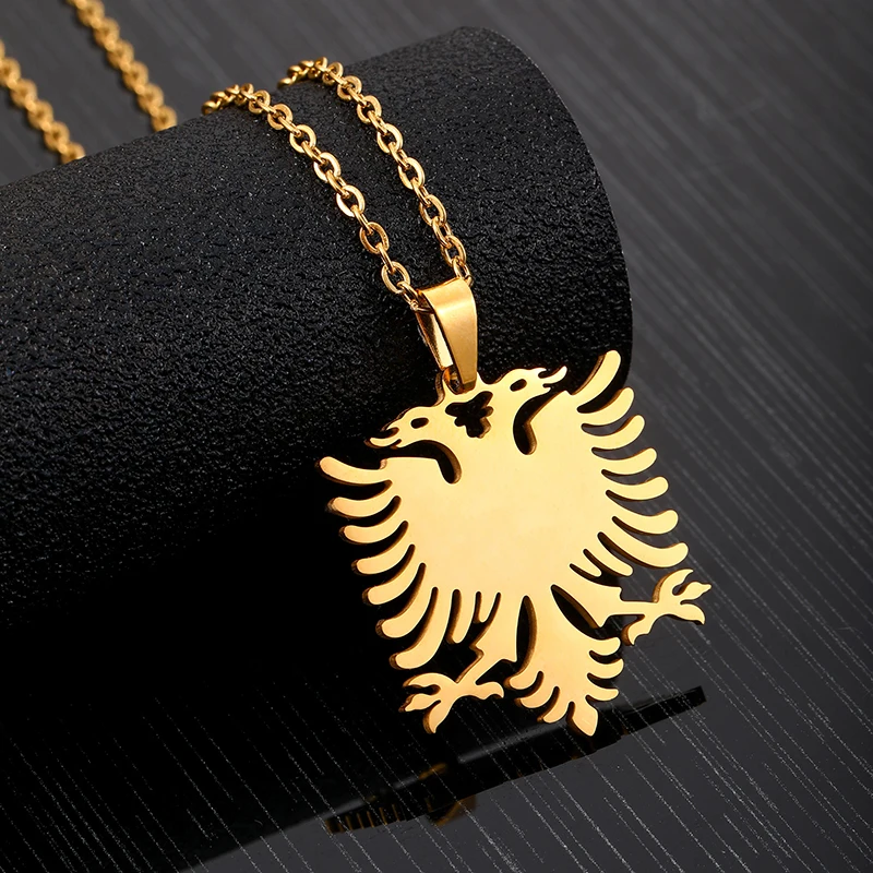 Fashion Albania Eagle Pendant Necklace for Women Men Gold/Silver Color Party Engagement Annivers Stainless Steel Jewelry Gifts