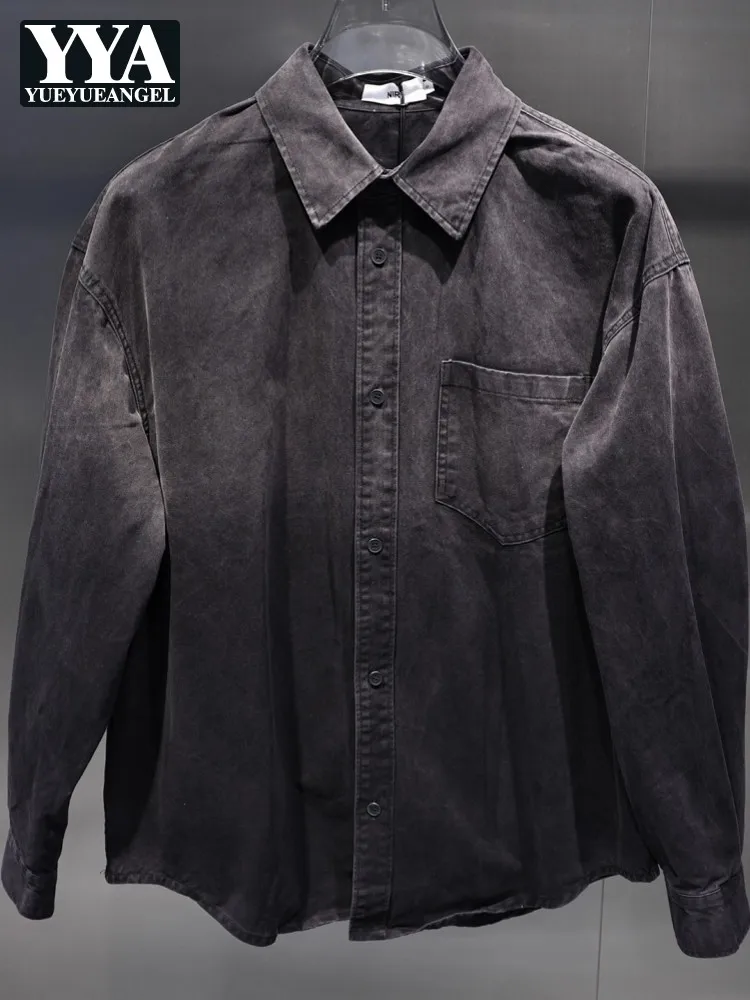 

Осенняя мужская джинсовая куртка градиентного цвета, однобортное пальто, куртки с отложным воротником и длинными рукавами, модная молодежная стильная верхняя одежда