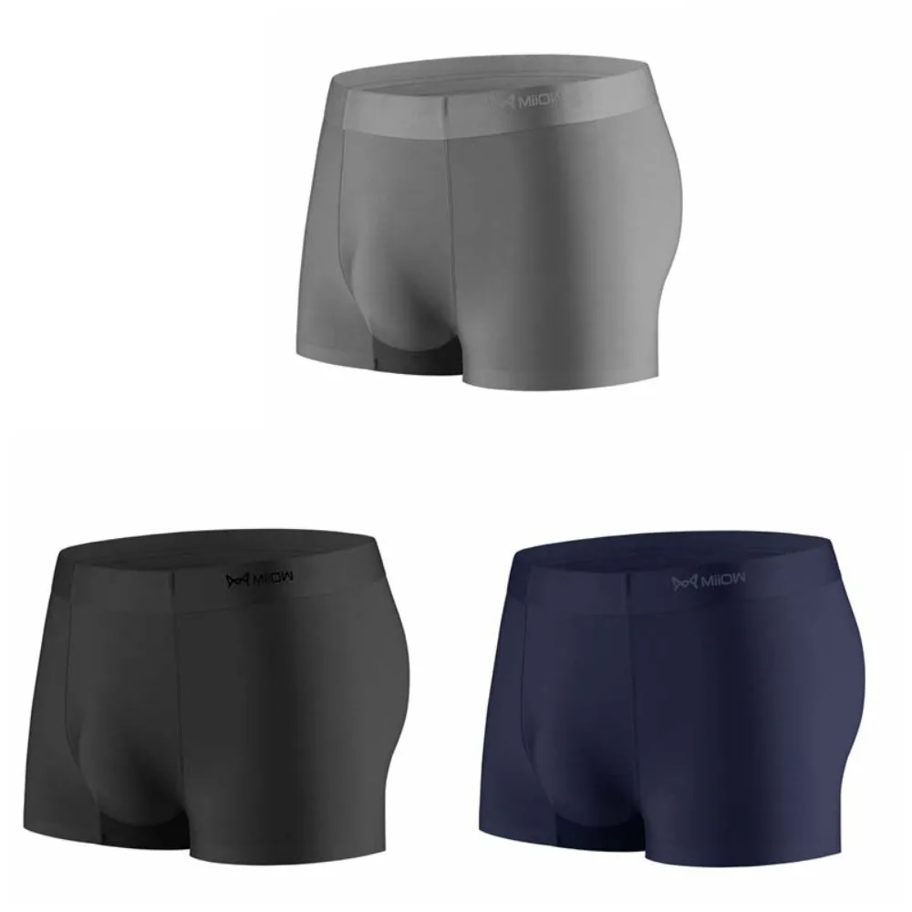 

3PCS Elastic Letter Men's Flat Panties Seamless Mid Waist Ice Silk Shorts Boxers Underpants Thin Men's Underwear Male/Boys