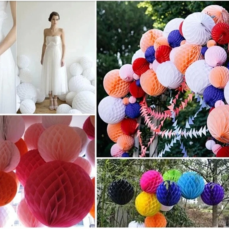 10/15/20/25/30cm Honeycomb Ball Paper Flower For Wedding Birthday Party Decoration Baby Shower DIY Hanging Paper balls 15colors