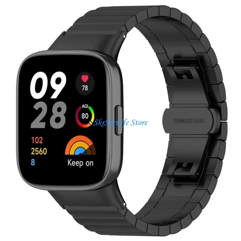 

E65E Smartwatch Band for Redmi Watch 3 Stainless Steel Watch Strap Quick Release Wristbands Replacement Sweatproof Bracelet