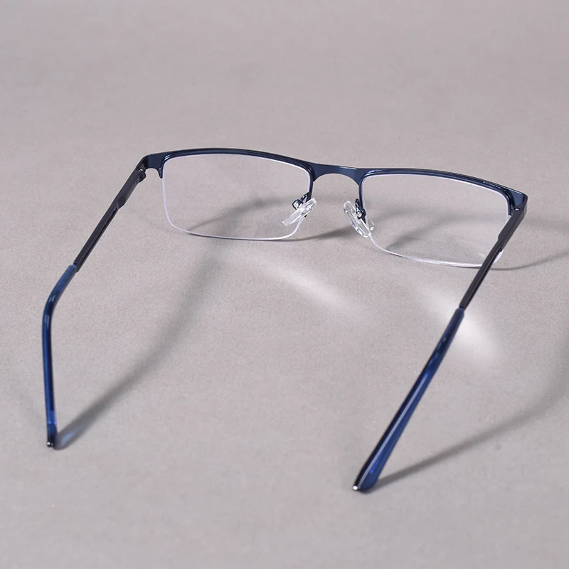 Herren-Lesebrille mit halbem Rahmen, modisch, quadratisch, Business-Rezeptbrille, blaues Licht blockiert + 125 + 175 + 225 + 275 – Detail 17