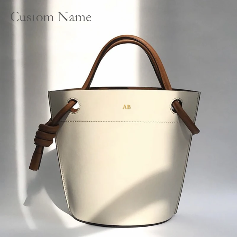 Custom Name Initials Japan Style Bucket bags For Women Luxury Designer Handbag And Purses 2024 New In PU Top Handle Casual Wrist