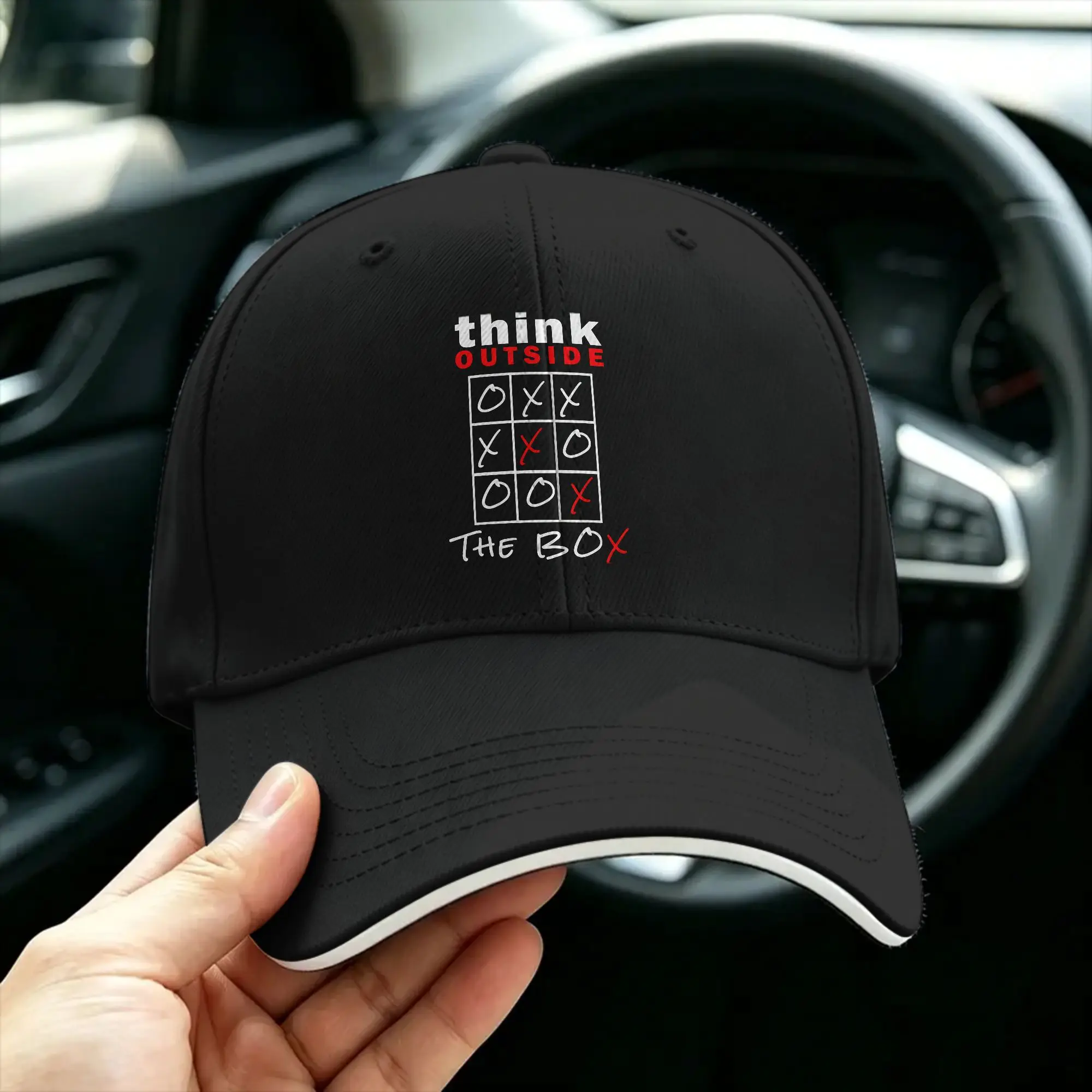 Think Outside the Box Tic Tac Toe Casual Baseball Cap Camping Trucker Hat Summer Sunscreen Men Women Classic Baseball Caps